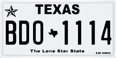 TX license plate BDO1114