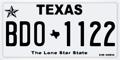 TX license plate BDO1122