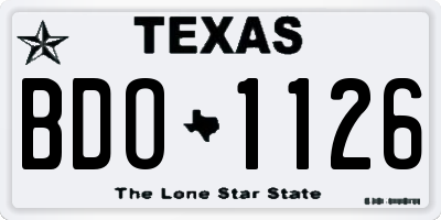 TX license plate BDO1126