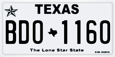 TX license plate BDO1160