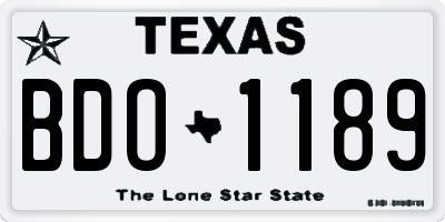TX license plate BDO1189