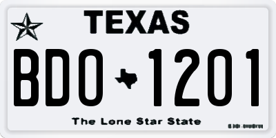 TX license plate BDO1201
