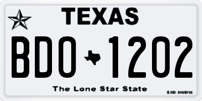 TX license plate BDO1202