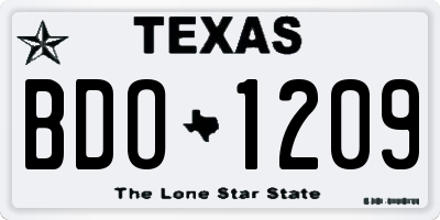 TX license plate BDO1209