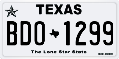 TX license plate BDO1299