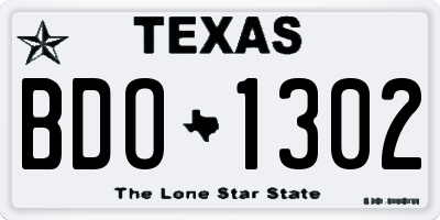 TX license plate BDO1302