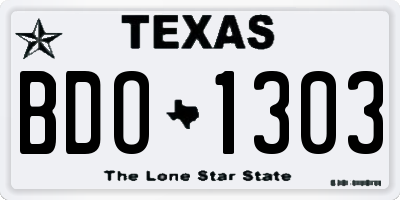 TX license plate BDO1303