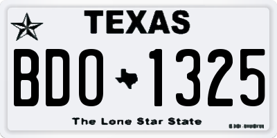 TX license plate BDO1325