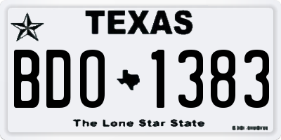 TX license plate BDO1383