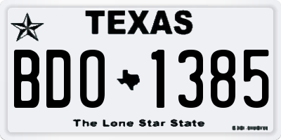 TX license plate BDO1385