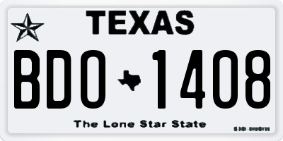 TX license plate BDO1408