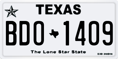 TX license plate BDO1409