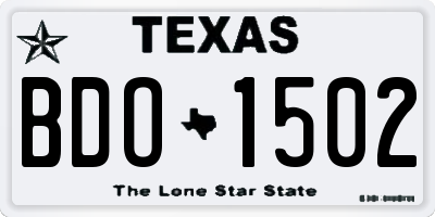 TX license plate BDO1502