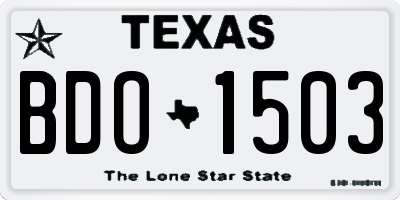 TX license plate BDO1503