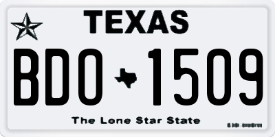 TX license plate BDO1509