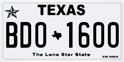 TX license plate BDO1600