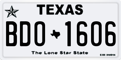 TX license plate BDO1606