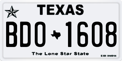 TX license plate BDO1608