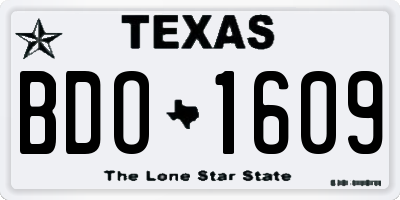TX license plate BDO1609