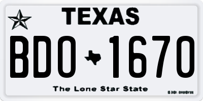 TX license plate BDO1670
