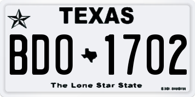 TX license plate BDO1702