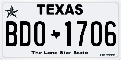TX license plate BDO1706