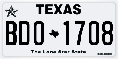 TX license plate BDO1708