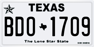 TX license plate BDO1709