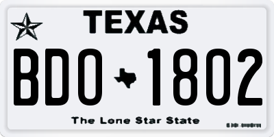 TX license plate BDO1802