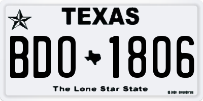 TX license plate BDO1806