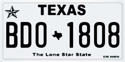 TX license plate BDO1808