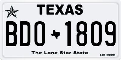 TX license plate BDO1809