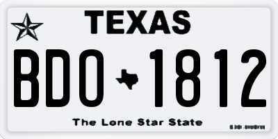 TX license plate BDO1812