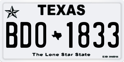 TX license plate BDO1833