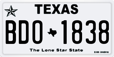 TX license plate BDO1838