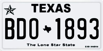 TX license plate BDO1893