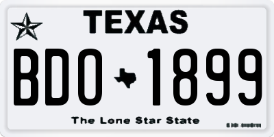 TX license plate BDO1899