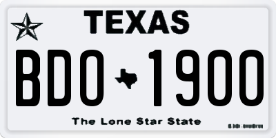 TX license plate BDO1900