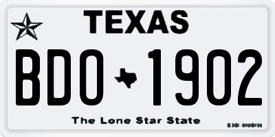 TX license plate BDO1902