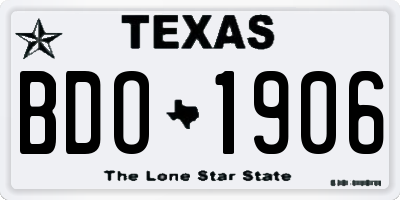 TX license plate BDO1906