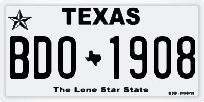 TX license plate BDO1908