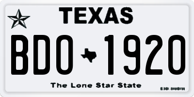 TX license plate BDO1920