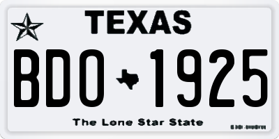 TX license plate BDO1925