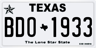 TX license plate BDO1933