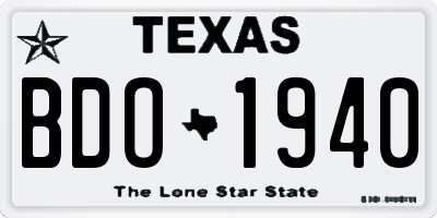 TX license plate BDO1940