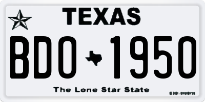 TX license plate BDO1950