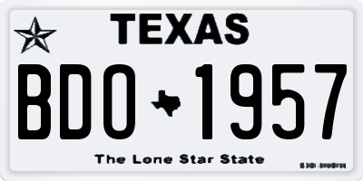 TX license plate BDO1957