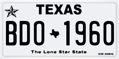 TX license plate BDO1960