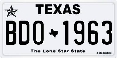 TX license plate BDO1963