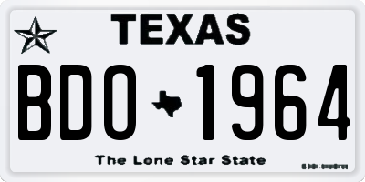 TX license plate BDO1964